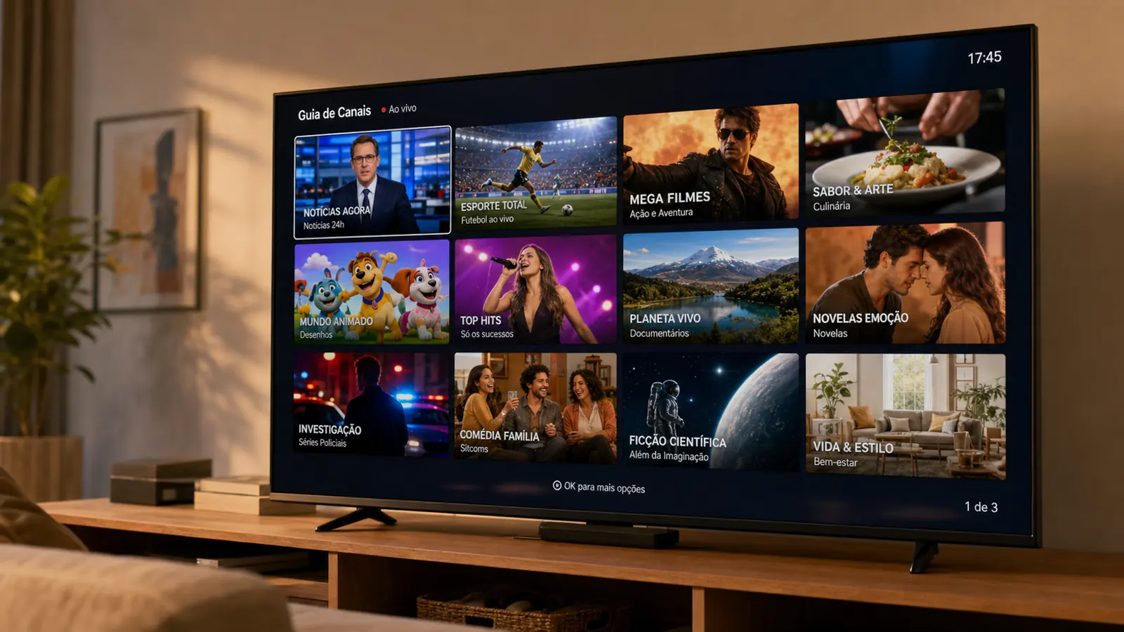 Smart TV com grade de canais ao vivo de apps grátis brasileiros
